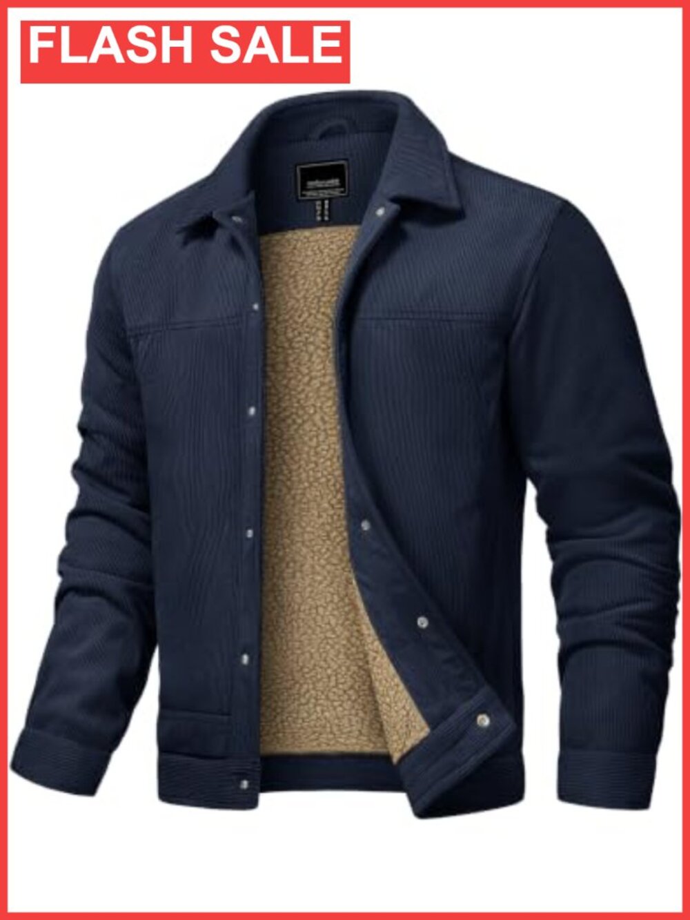 Men's Corduroy Jacket Sherpa Fleece Lined Winter Coat Button Down